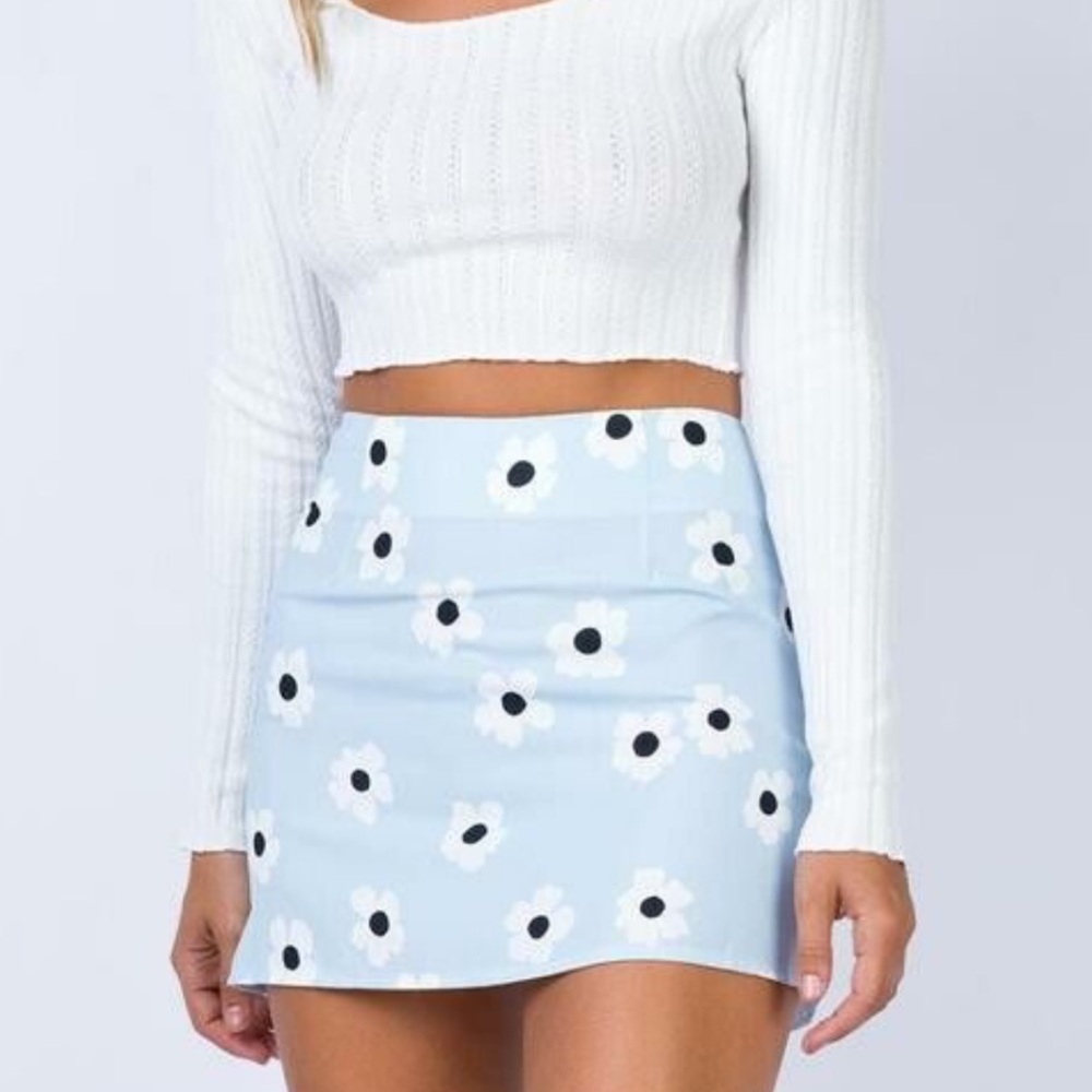 Princess Polly Shelly Floral Blue Mini Skirt
